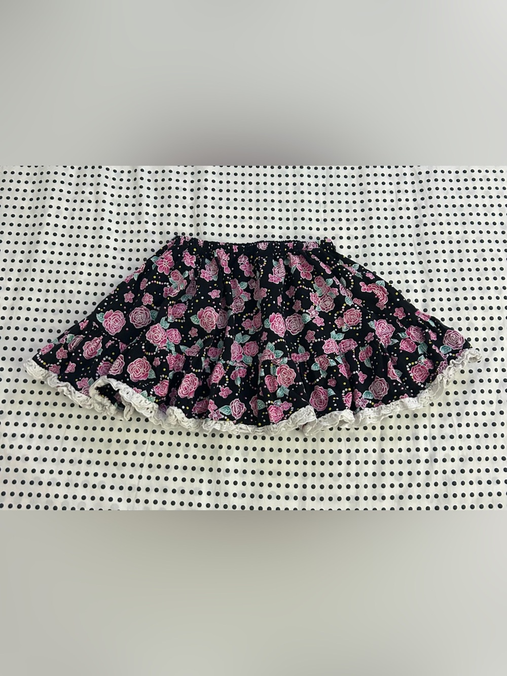 Vintage y2k floral ruffle micro skirt